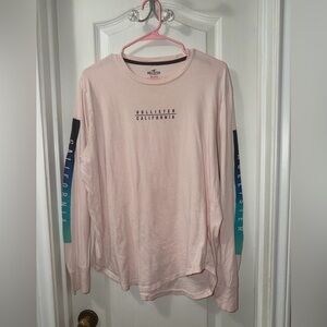 Hollister Light Pink Long Sleeve Tee with Logo